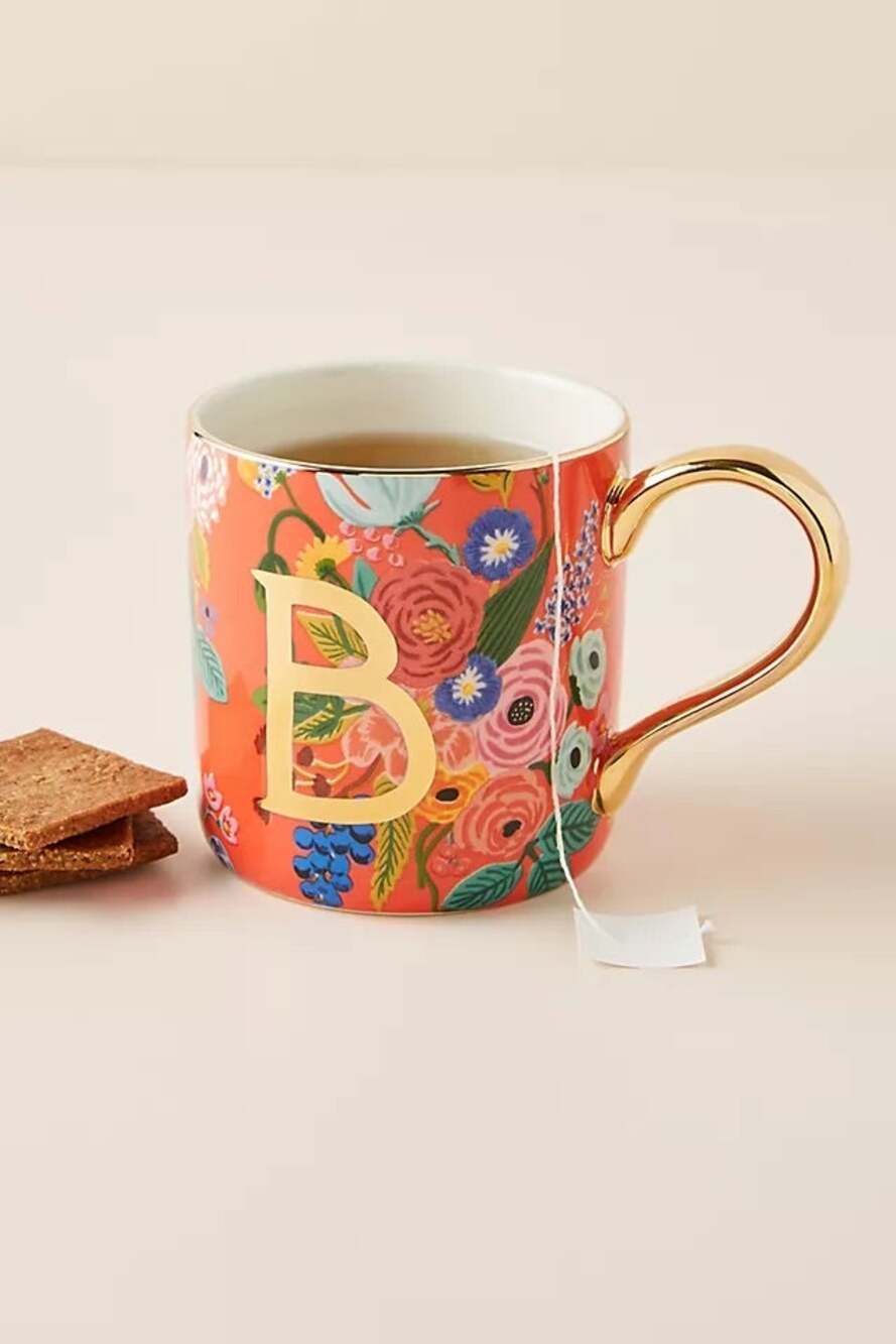 Anthropologie Rifle Paper Co Garden Party Monogram Mug